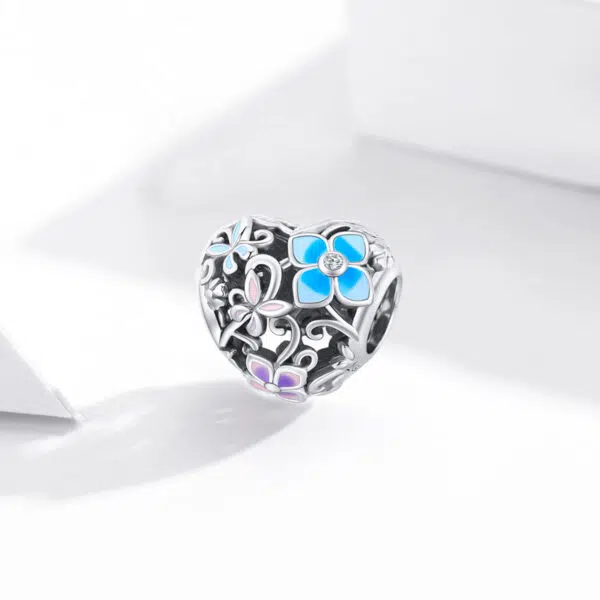 Flower & Butterfly Heart Charm - Image 4