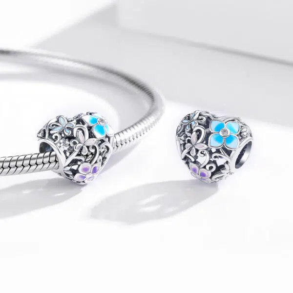 Flower & Butterfly Heart Charm - Image 2