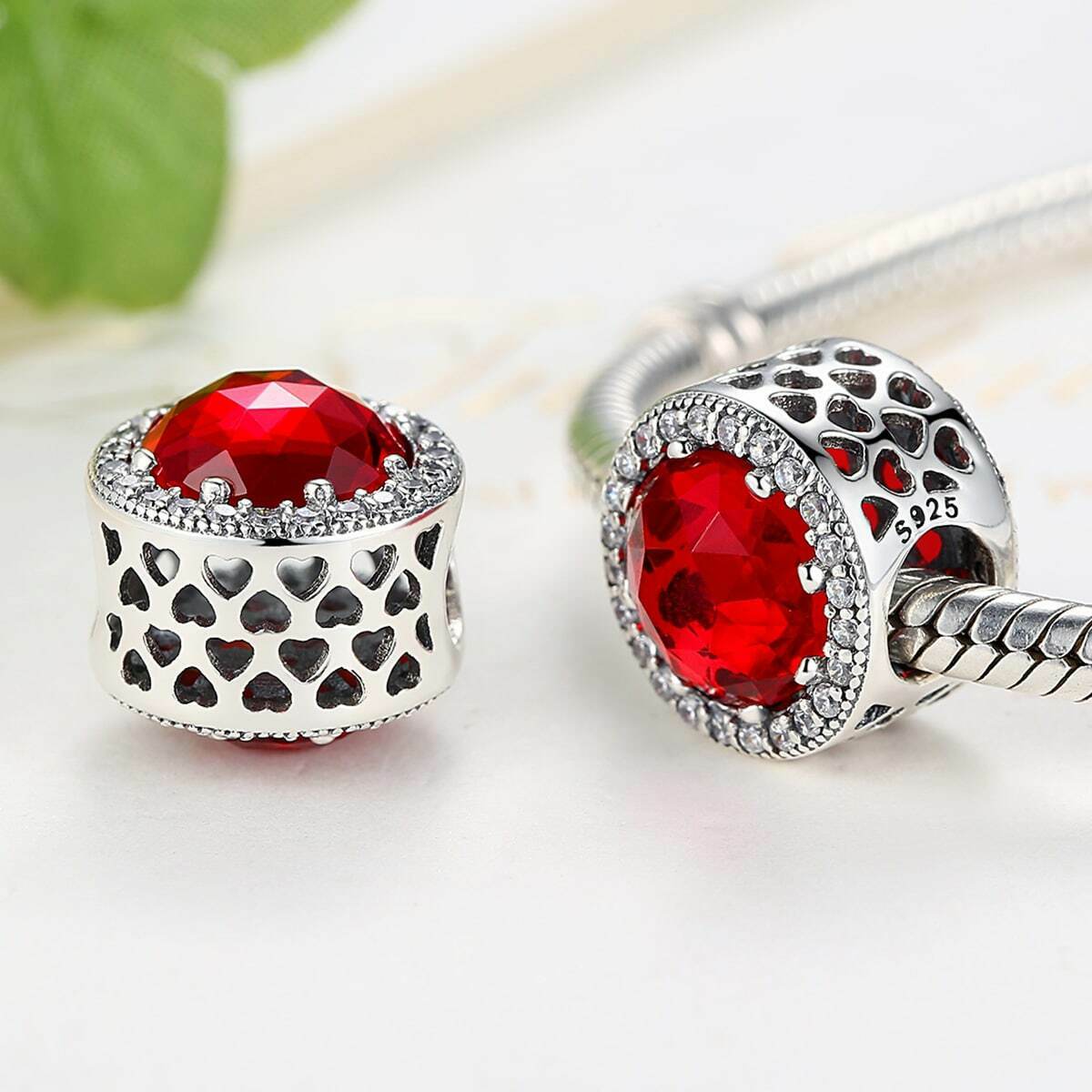 Exquisite Red Hearts Charm