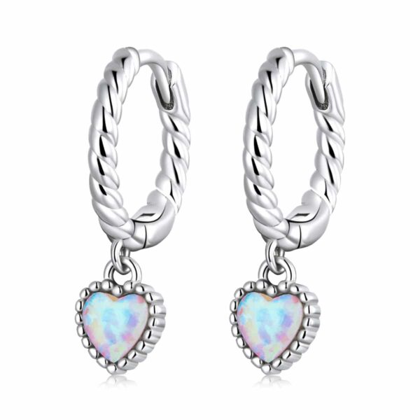 Opal Heart Ear Buckles