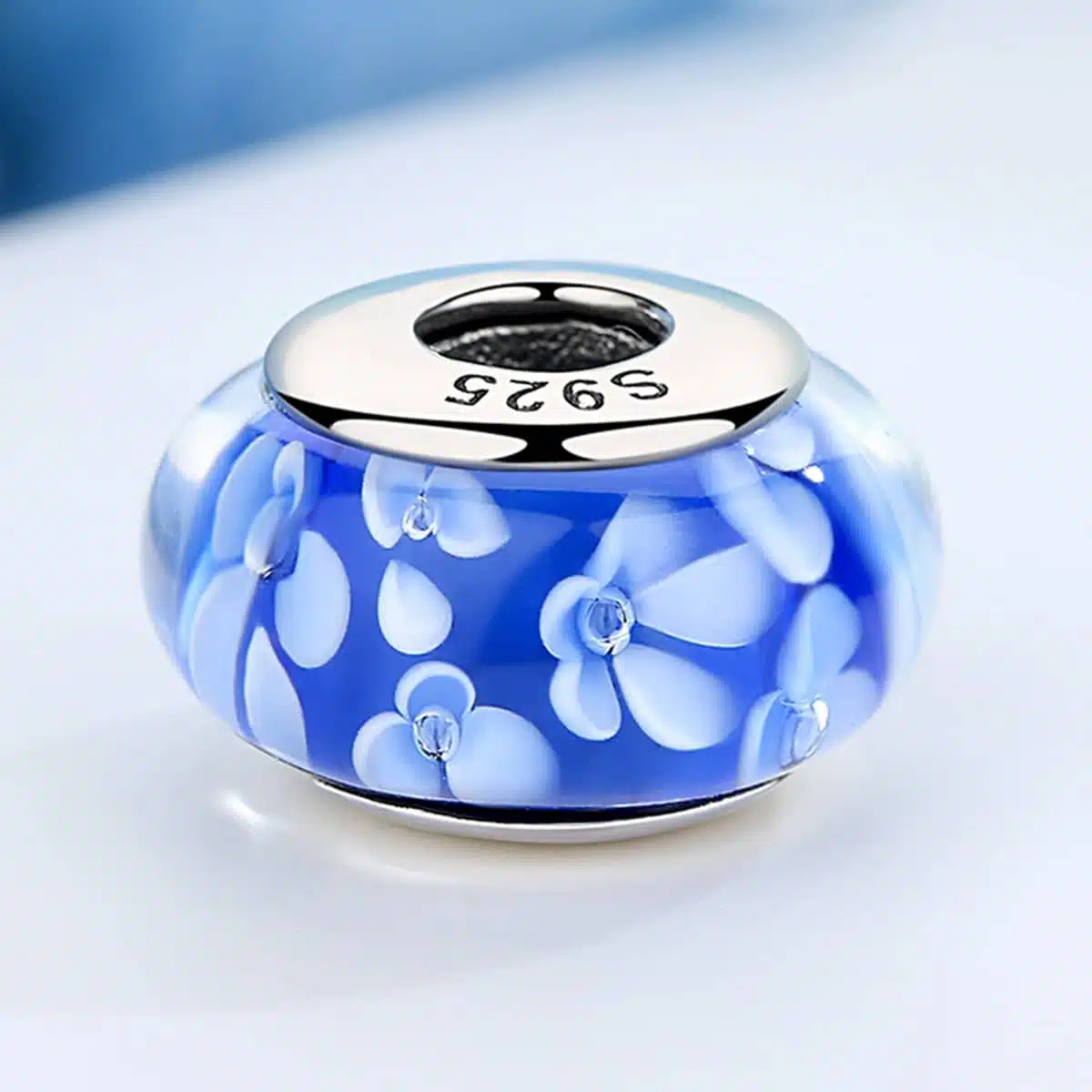 Blue Flower Murano Glass Charm - Image 4