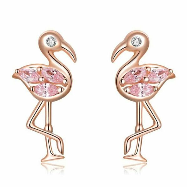 Flamingos Stud Earrings (Rose Gold)