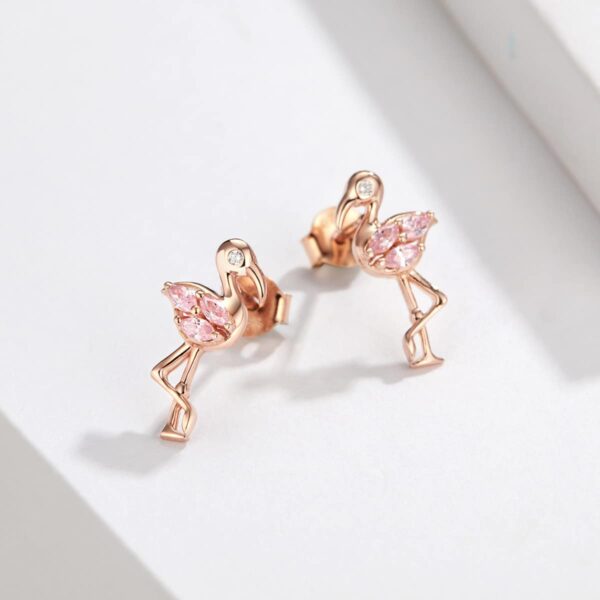 Flamingos Stud Earrings (Rose Gold) - Image 4