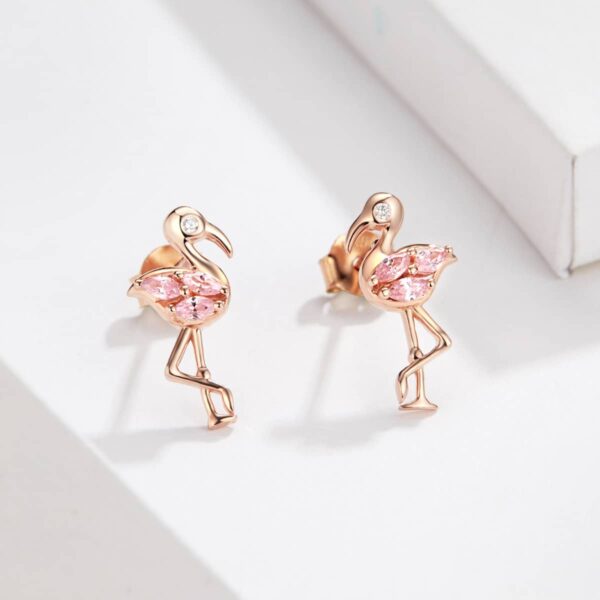 Flamingos Stud Earrings (Rose Gold) - Image 3