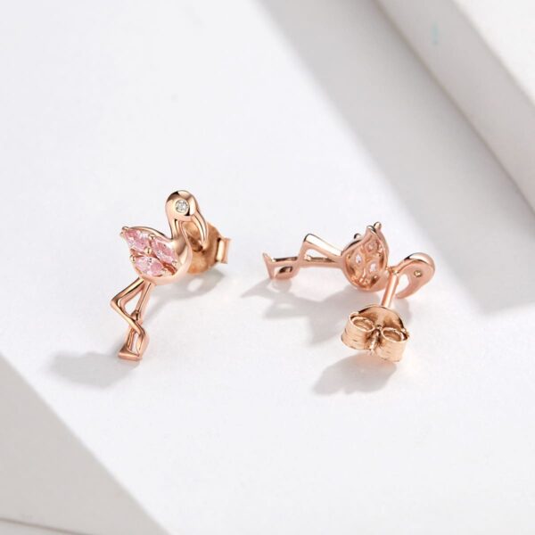 Flamingos Stud Earrings (Rose Gold) - Image 2