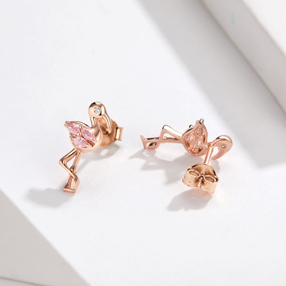 Flamingos Stud Earrings (Rose Gold)