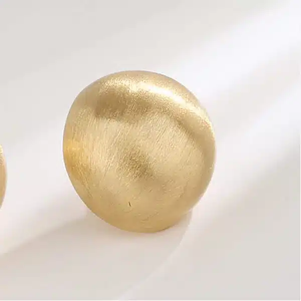 Brushed Large Sphere Earrings (Gold Plated) - Image 2