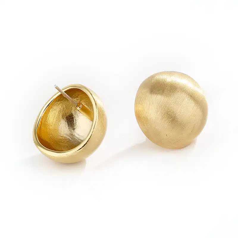 Brushed Large Sphere Earrings (Gold Plated)