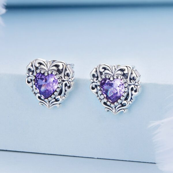 Purple Zircon Love Earrings - Image 4