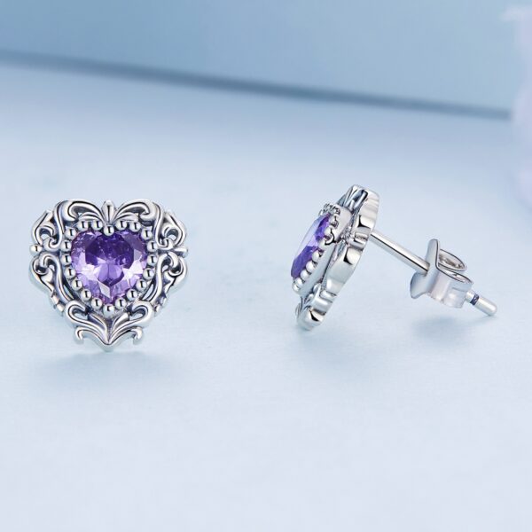 Purple Zircon Love Earrings - Image 3