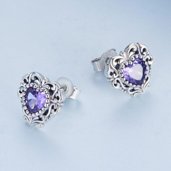 Purple Zircon Love Earrings - Image 2