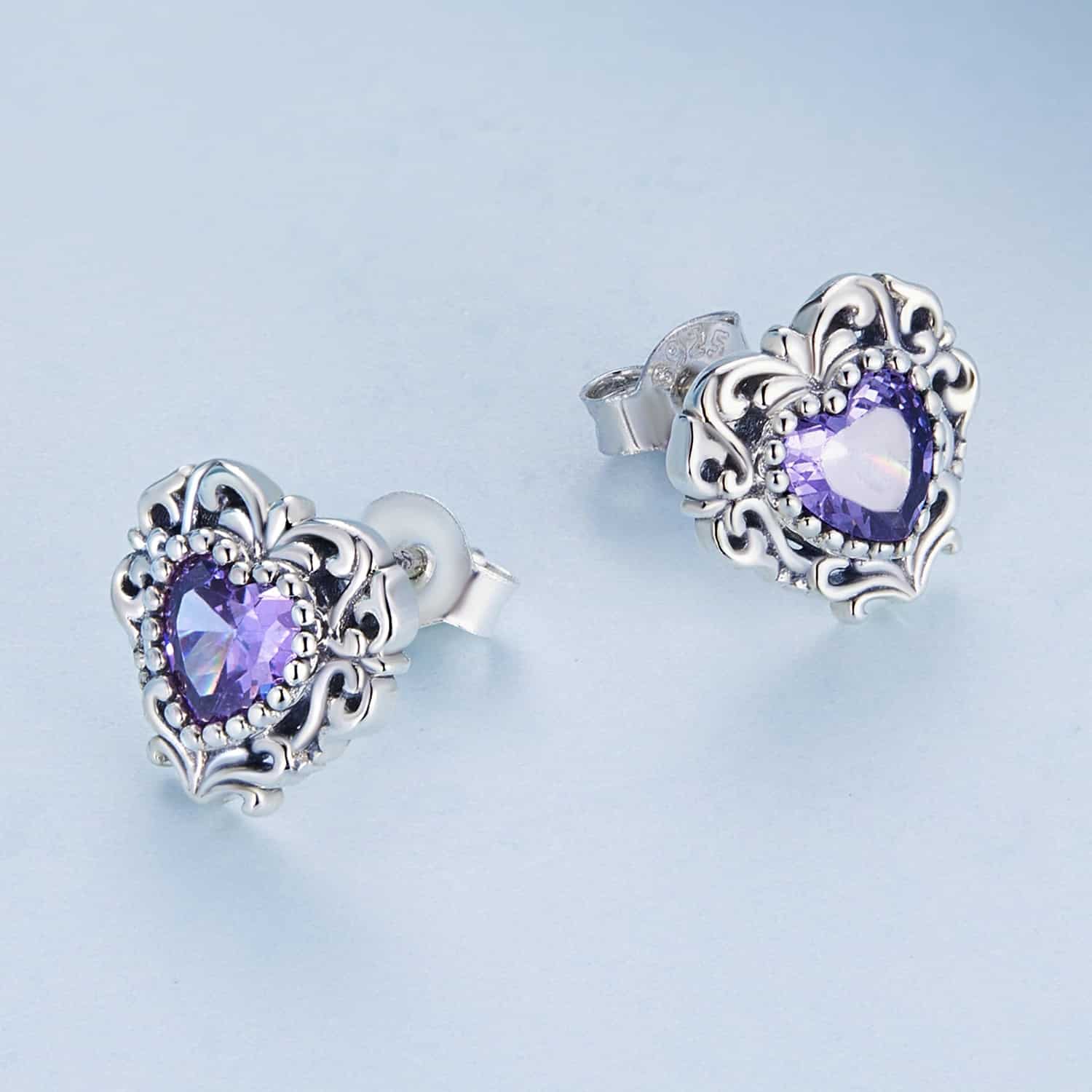 Purple Zircon Love Earrings