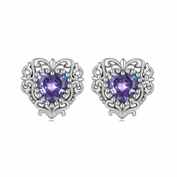 Purple Zircon Love Earrings