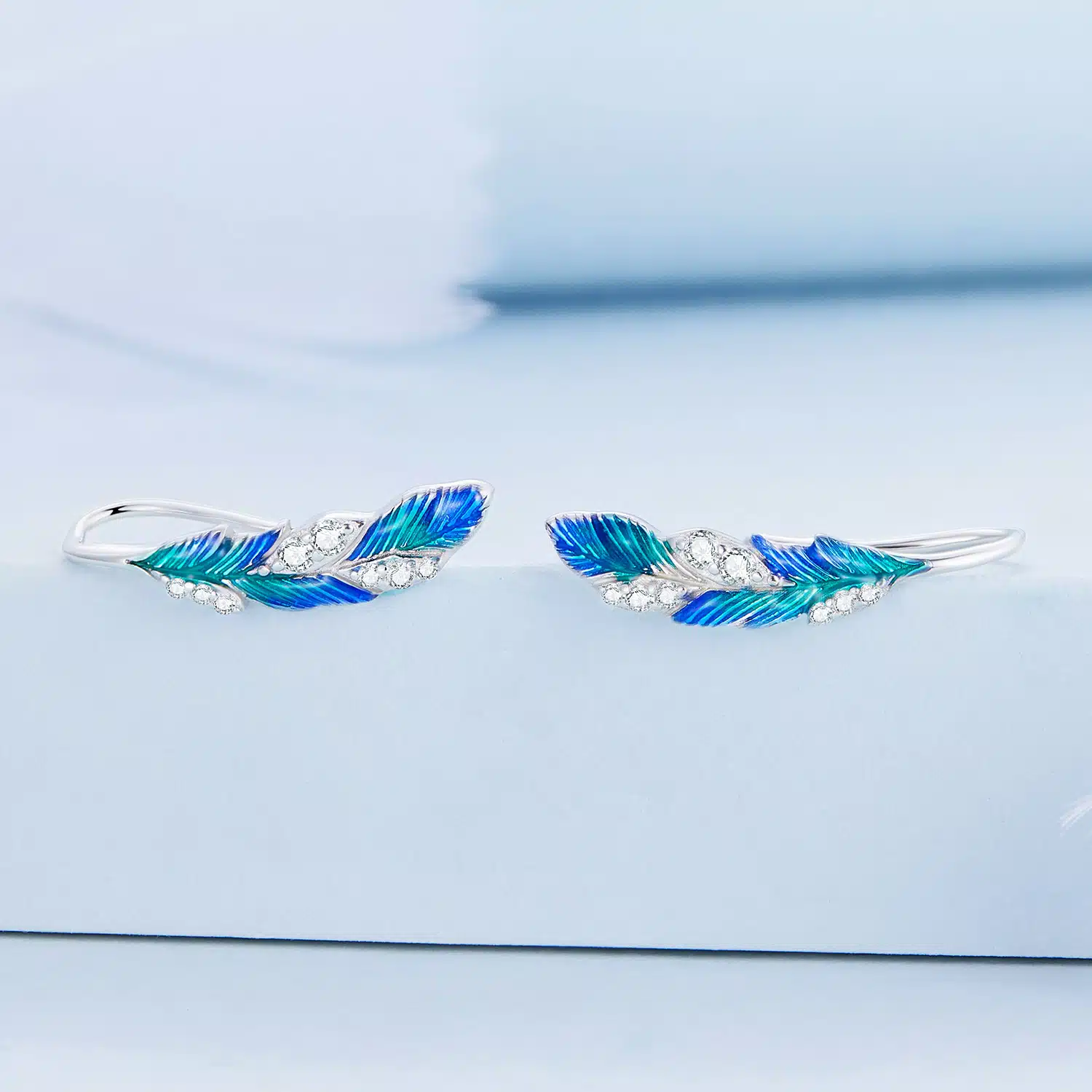 Blue Feather Earrings - Image 4