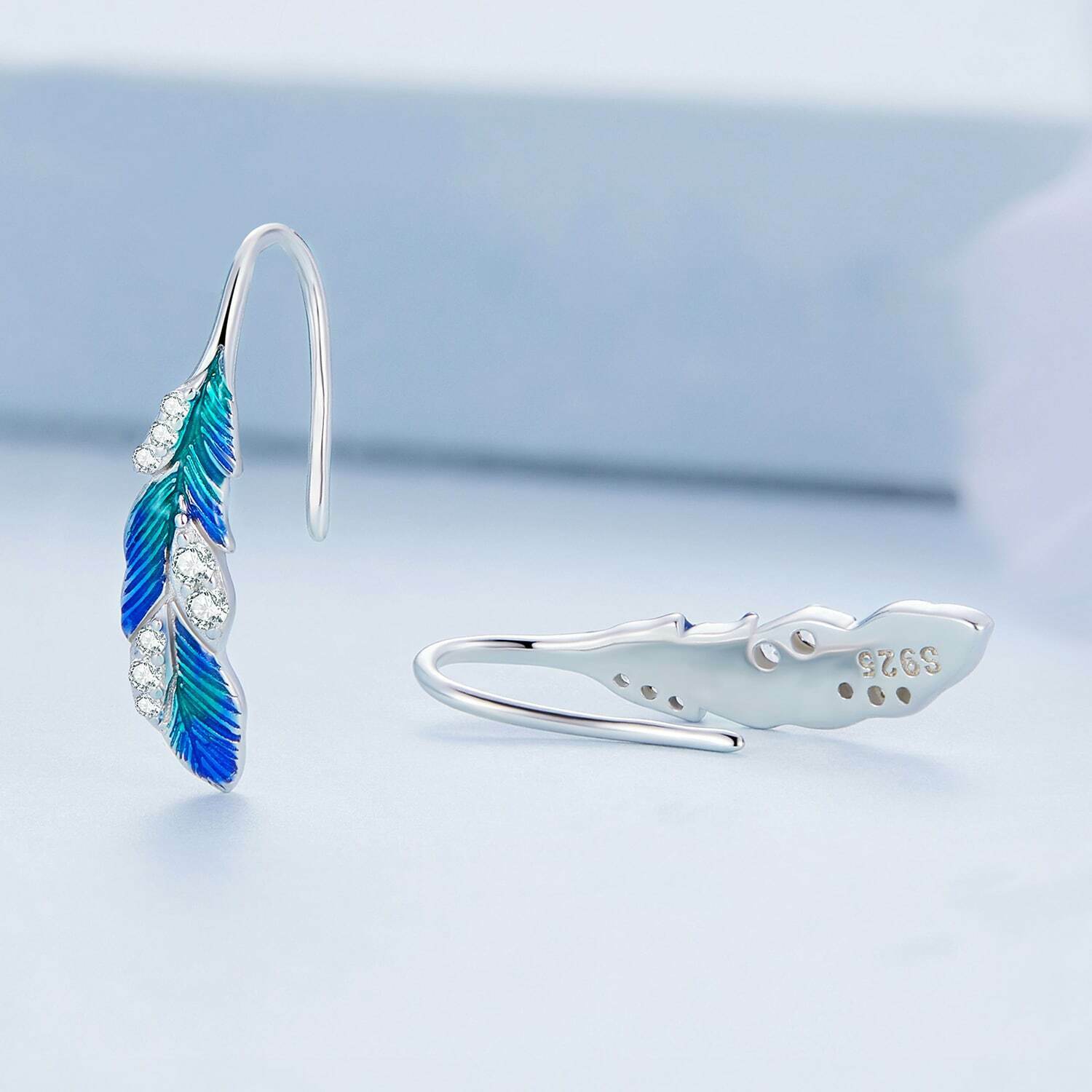 Blue Feather Earrings