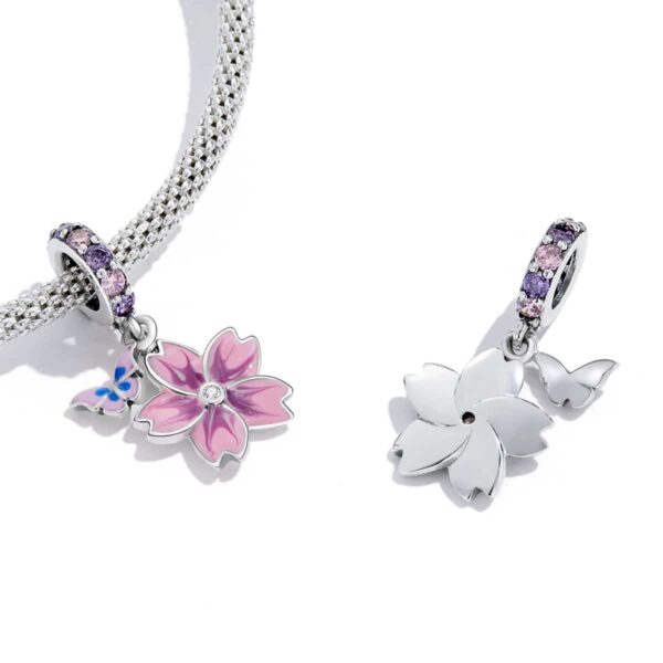 Butterfly & Flower Dangling Charm - Image 2