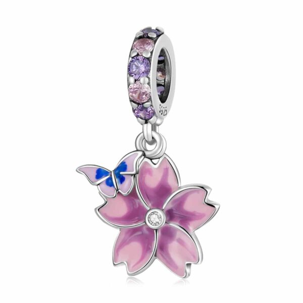 Butterfly & Flower Dangling Charm