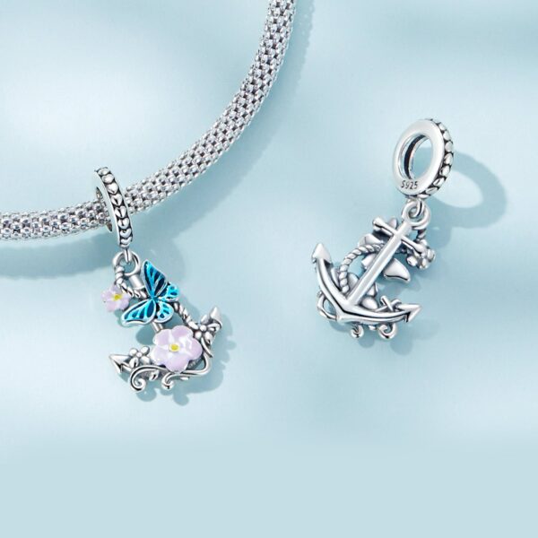 Flower & Anchor Dangling Charm - Image 2