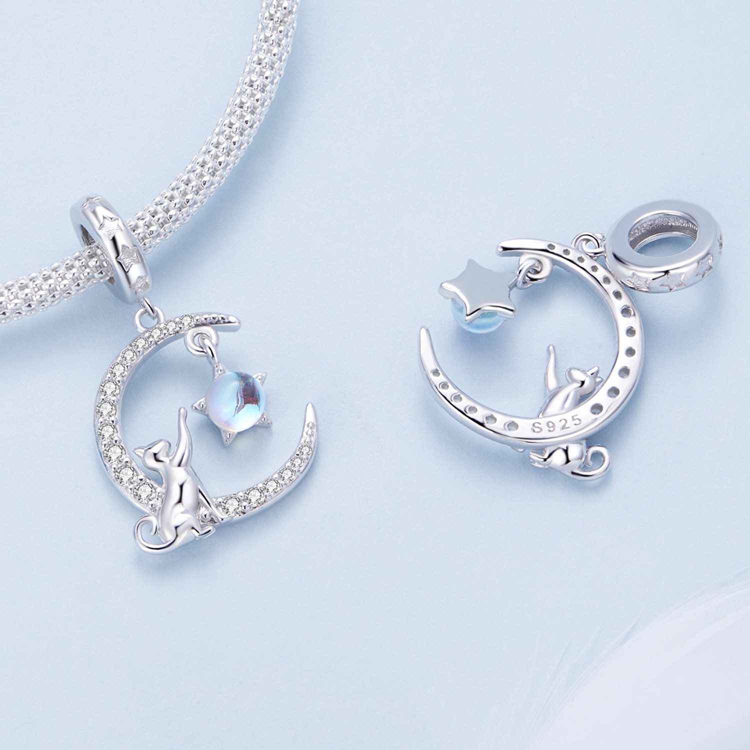 Moon & Cat Dangling Charm