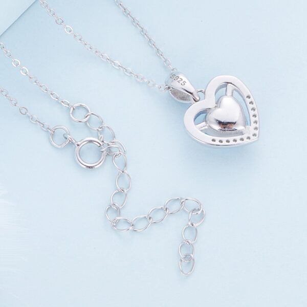 Heart Shaped Zircon Necklace - Blue - Image 2