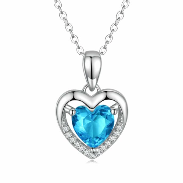 Heart Shaped Zircon Necklace - Blue