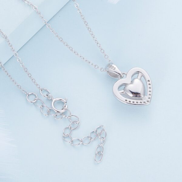 Heart Shaped Zircon Necklace - White - Image 4