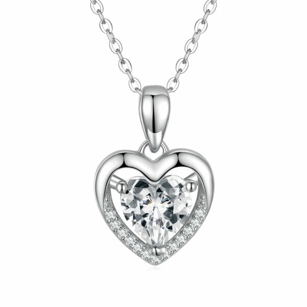 Heart Shaped Zircon Necklace - White