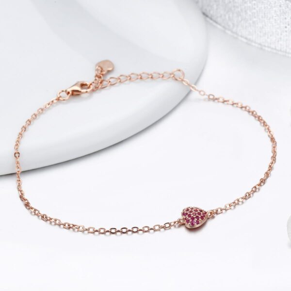 Elegant Heart Chain Bracelet (Rose Gold) - Image 2