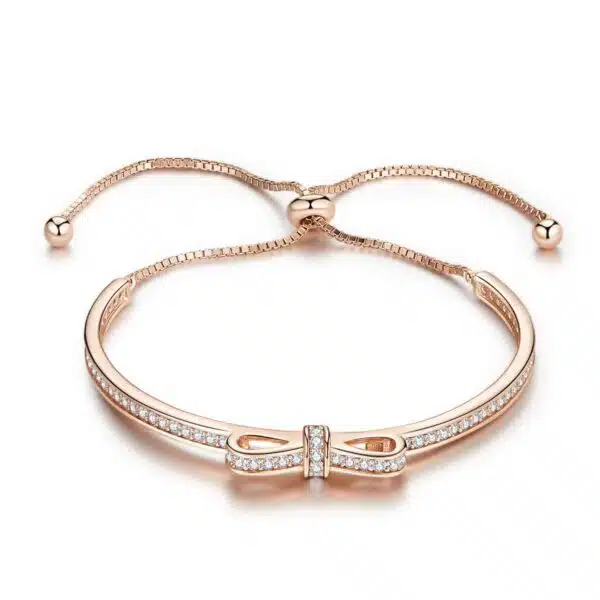 Sweet Bowknot Sliding Bracelet (Rose Gold)