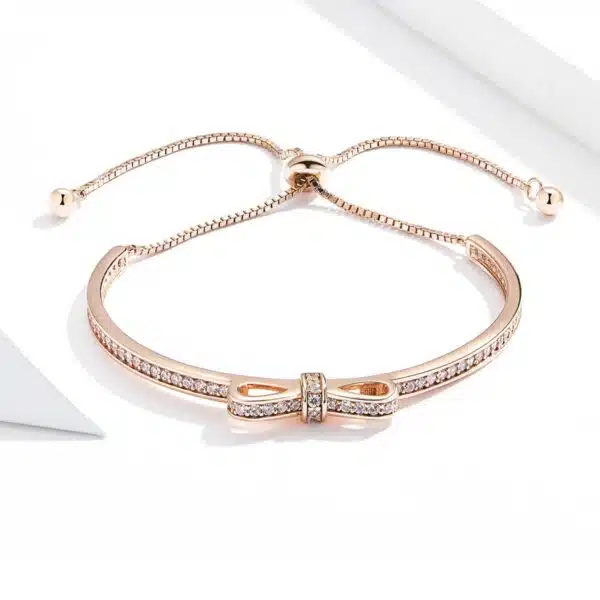 Sweet Bowknot Sliding Bracelet (Rose Gold) - Image 3