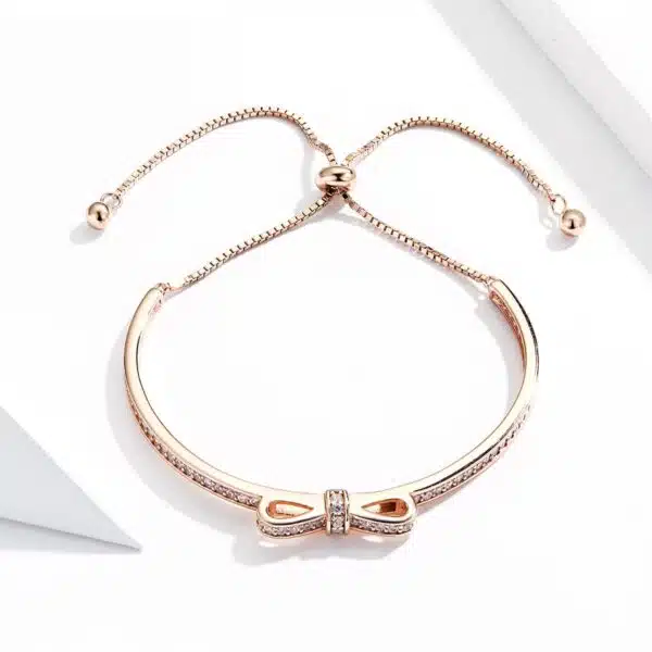 Sweet Bowknot Sliding Bracelet (Rose Gold) - Image 4