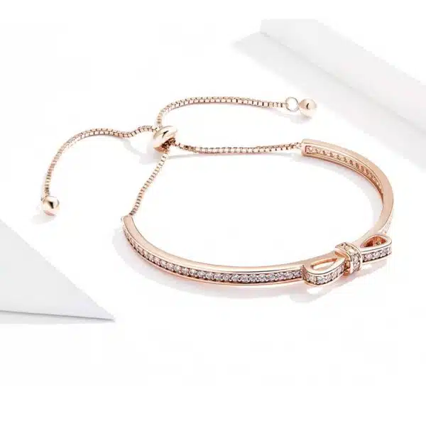 Sweet Bowknot Sliding Bracelet (Rose Gold) - Image 2