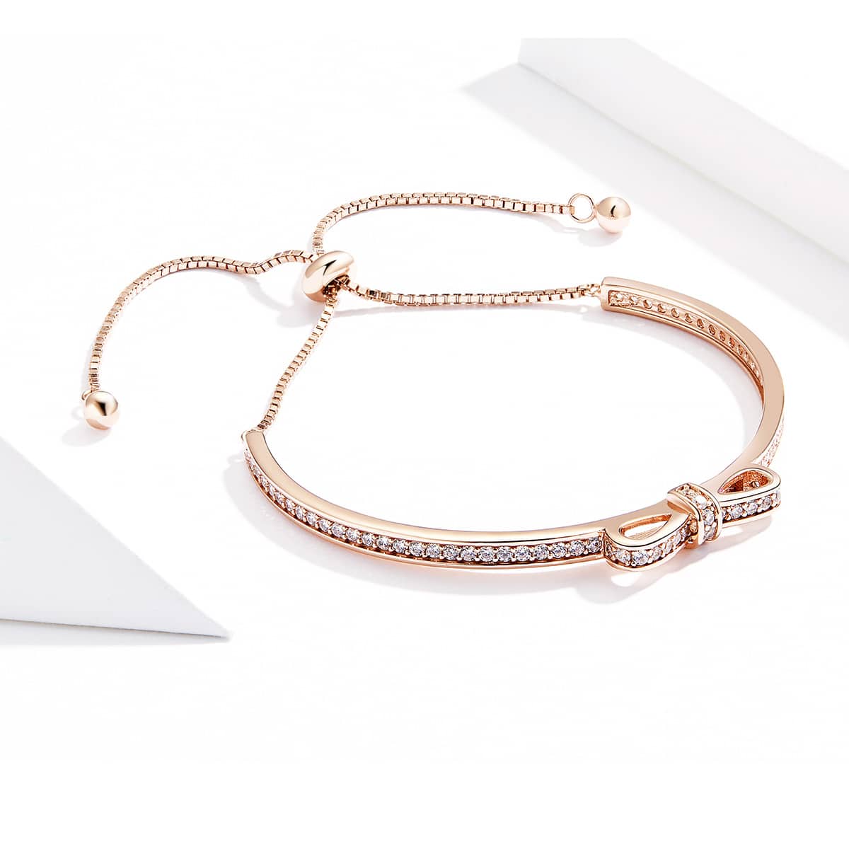 Sweet Bowknot Sliding Bracelet (Rose Gold)