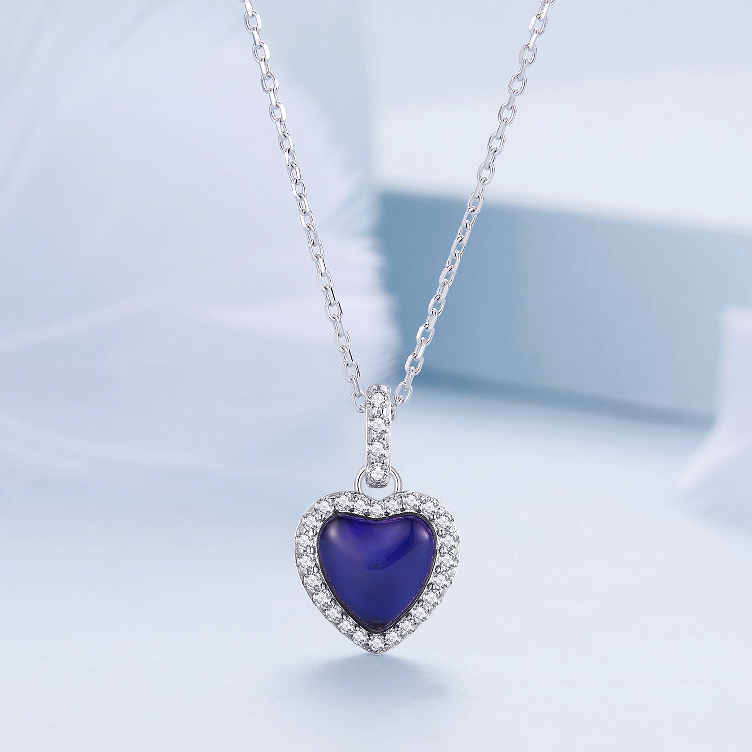 Emotion Stone Heart Pendant Necklace