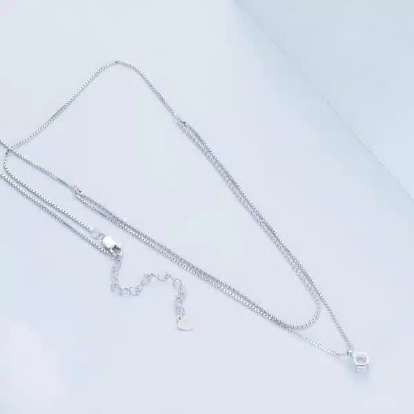 Double Layer Shining Zircon Pendant Necklace - Image 3