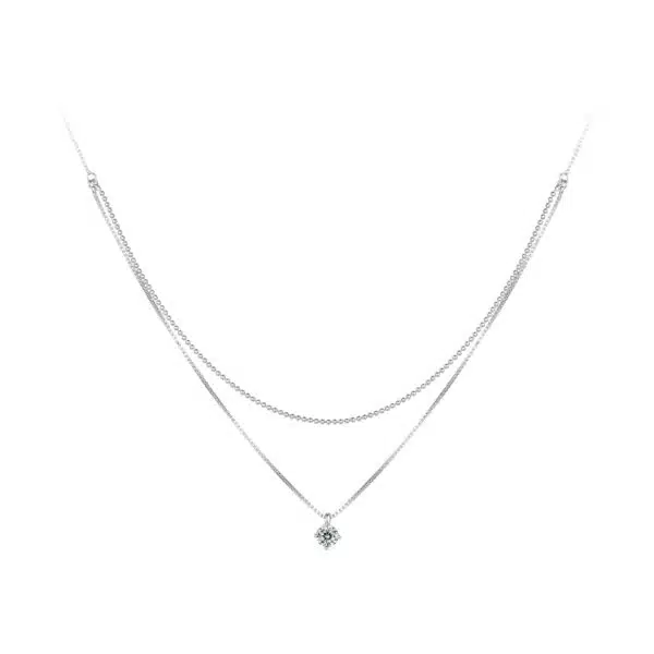 Double Layer Shining Zircon Pendant Necklace