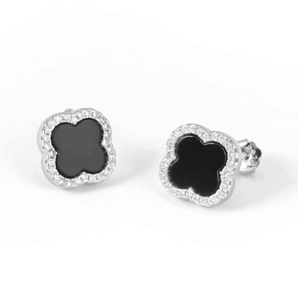 Four Leaf Clover Earrings (Onyx)