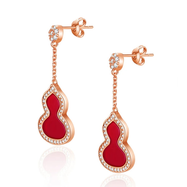 Red Wulu Earrings (Rose Gold) - Image 4