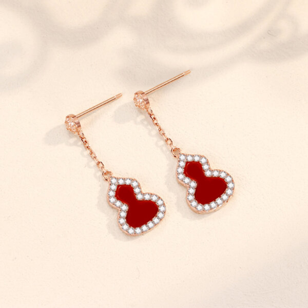 Red Wulu Earrings (Rose Gold) - Image 2