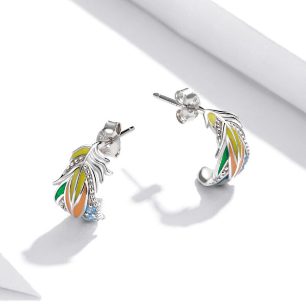 Colored Feather Earrings - Image 2