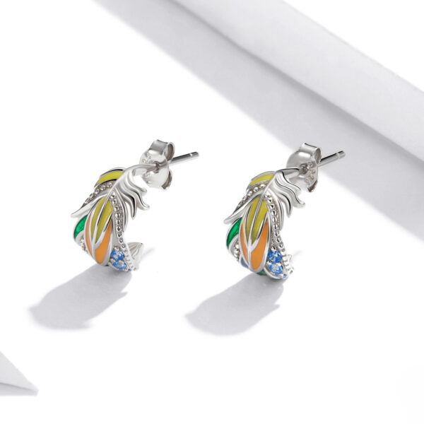 Colored Feather Earrings - Image 3