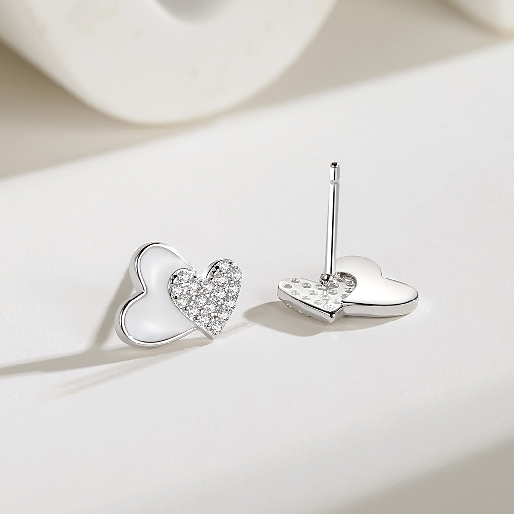 Sweet Double Heart Stud Earrings