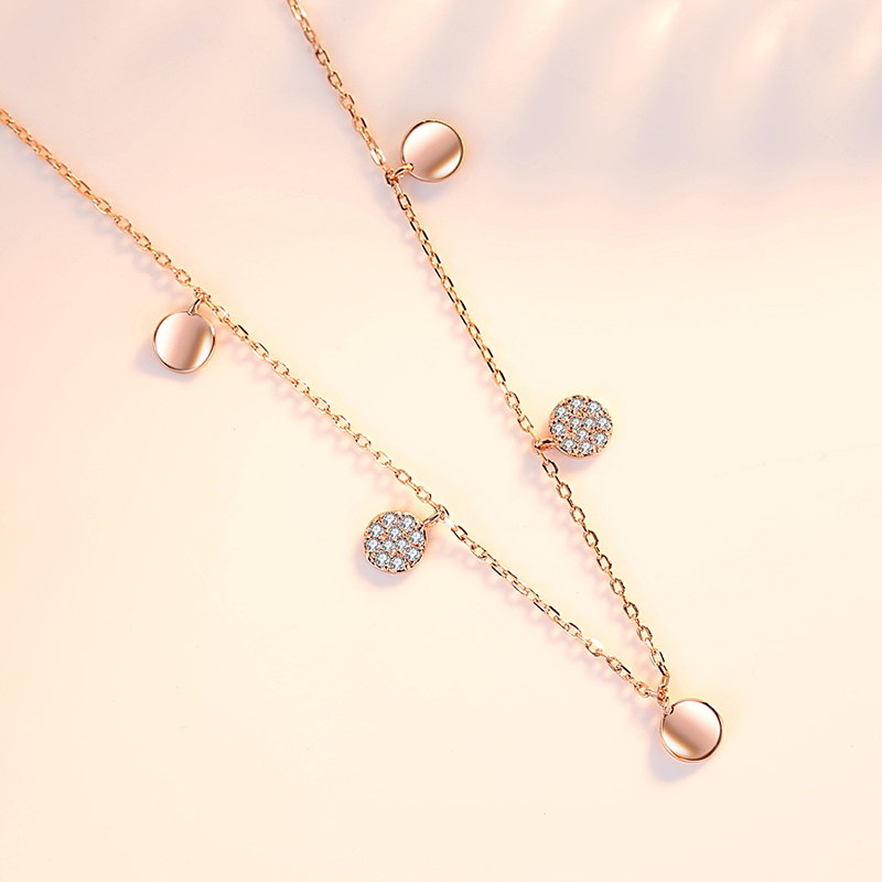 Crystal & Coin Necklace (Rose Gold)