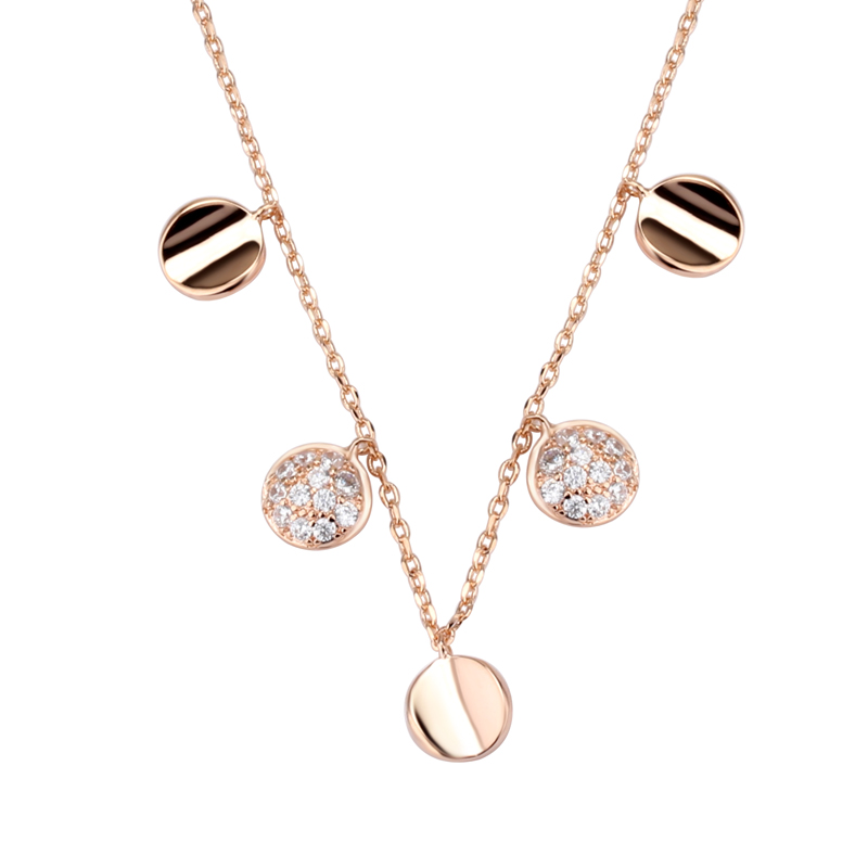 Crystal & Coin Necklace (Rose Gold)