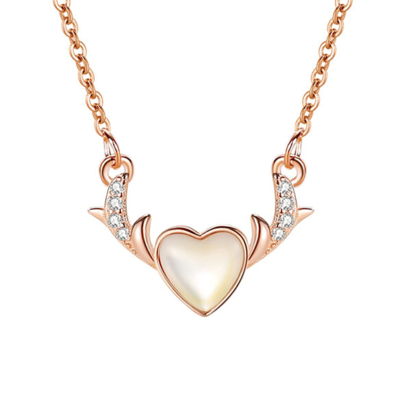 Antler Heart Necklace (Rose Gold)