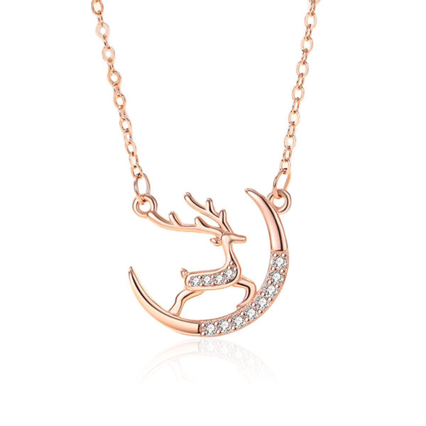 Deer on the Moon Necklace (Rose Gold)