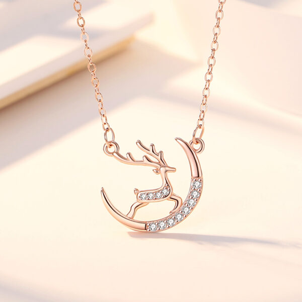 Deer on the Moon Necklace (Rose Gold) - Image 2