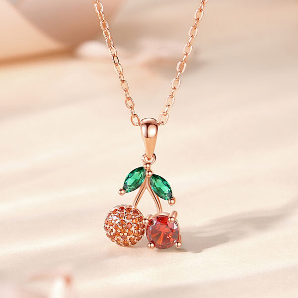 Red Cherry Necklace (Rose Gold) - Image 2