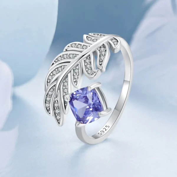 Feather & Blue Gem Ring - Image 3