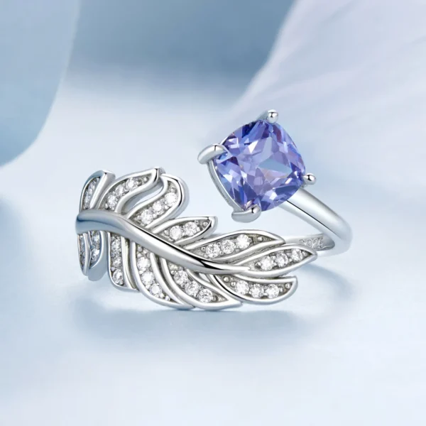 Feather & Blue Gem Ring - Image 2